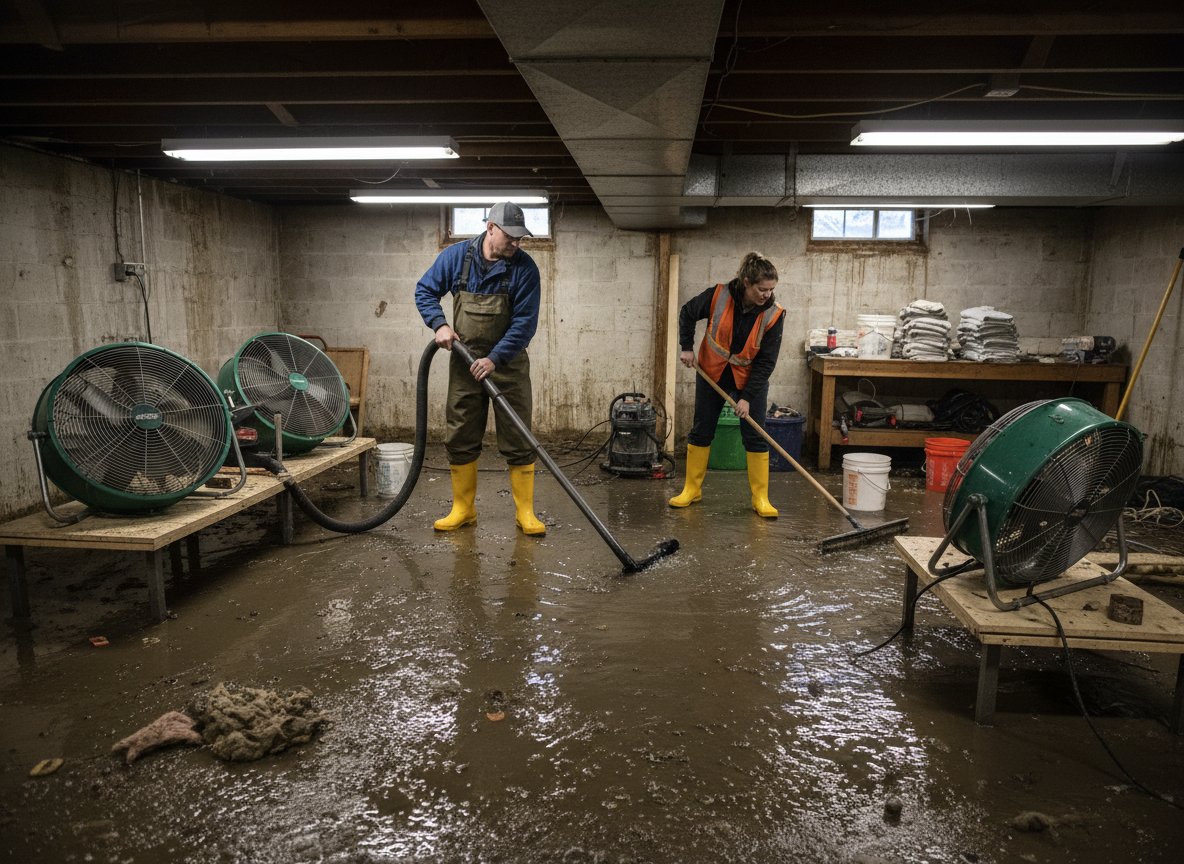 Snowmelt Basement Cleanup in Fargo, ND